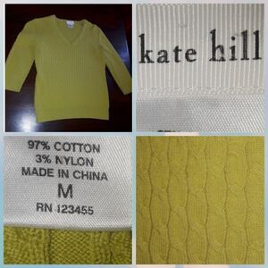 Kate Hill cable knit sweater 3/4 sleeves